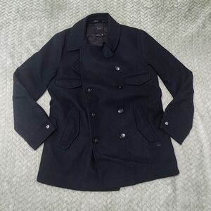 G-Star Navy Double-Breasted Wool Peacoat Men's Size XL
